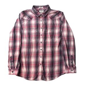 Ariat Shirt Womens XXL Pink Real Billie Jean Western Plaid Flannel 10045 Relaxed